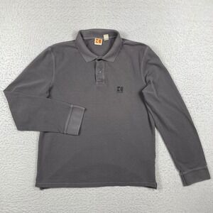 Hugo Boss Orange Polo Shirt Mens Large Gray Long Sleeve Pascott 1 Pique Logo